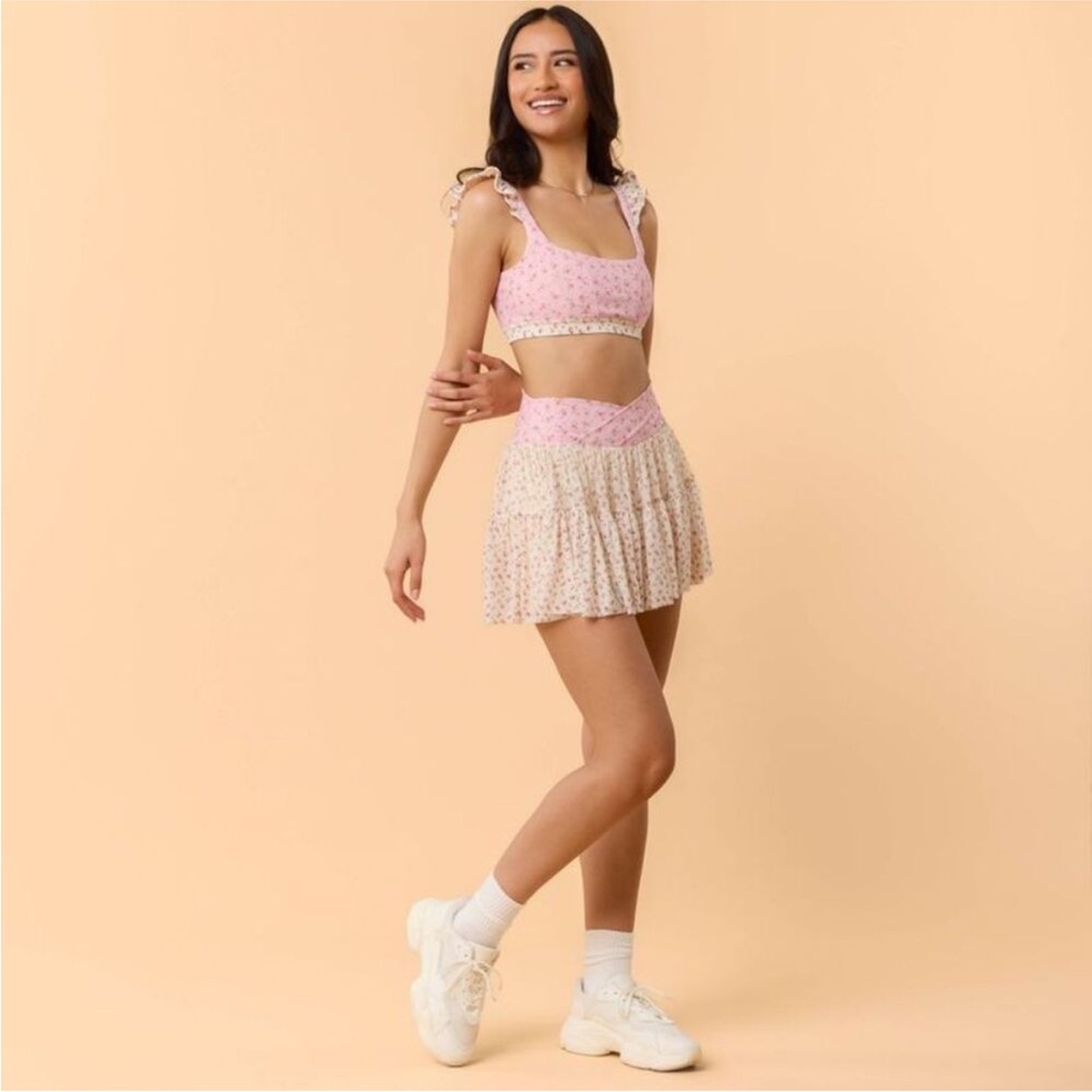 Blogilates - Women's Ballerina Skort - Pink Floral L Pink Floral